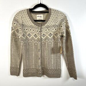 Telluride Clothing Co Cardigan Women S Cream Lambswool Fair Isle Metallic Beaded